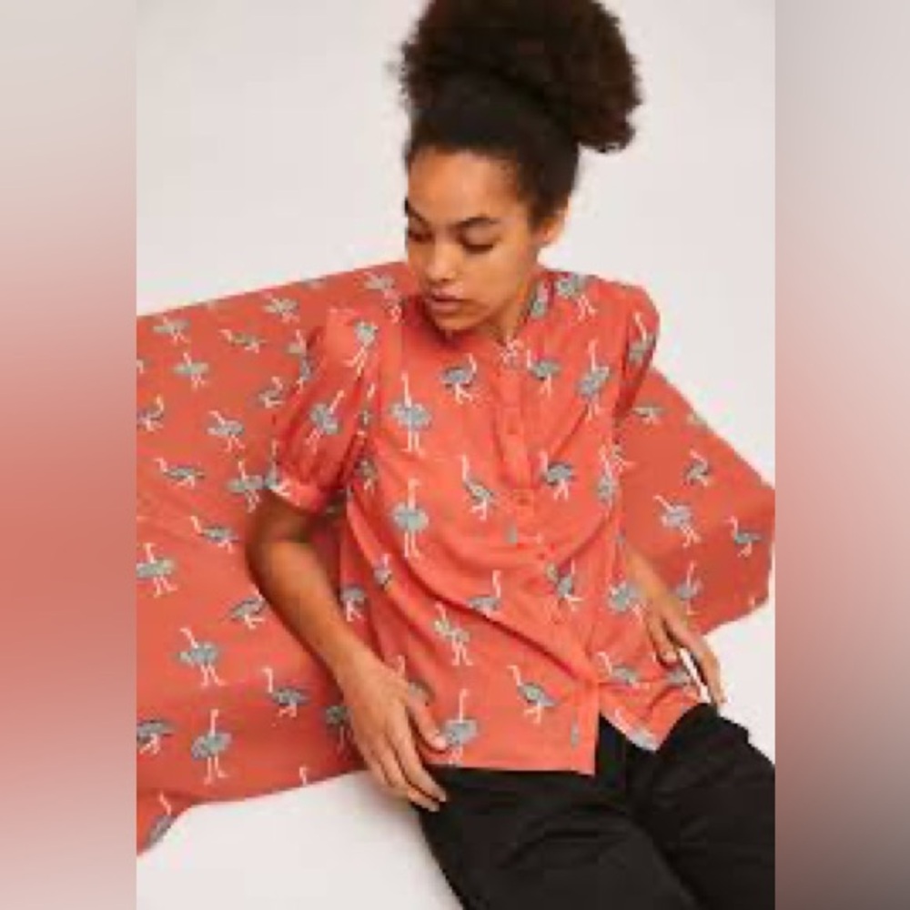 Unique Vintage Coral/Orange Flamingo Button Down Shirt